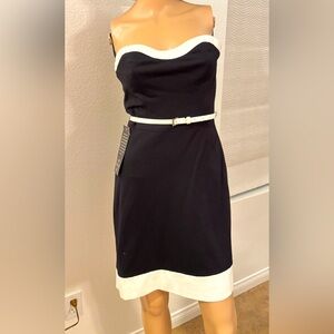 Bebe-NWT-Chic Strapless Black and White Dress